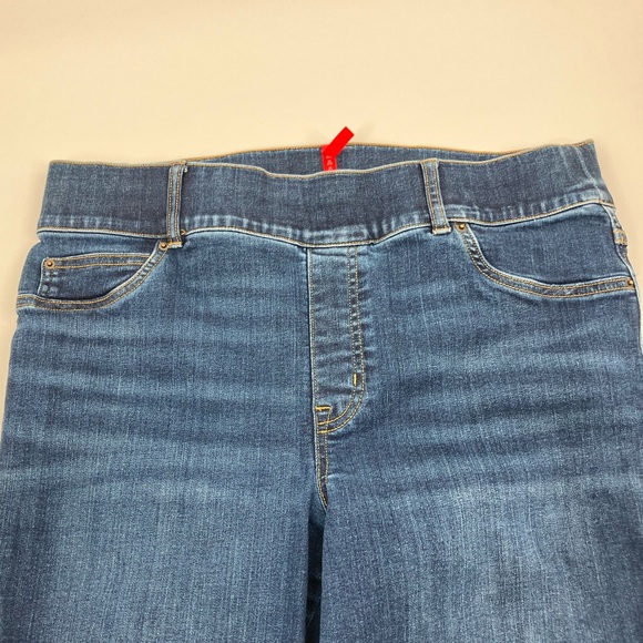 Spanx | high waisted dark wash flare jeans with stretch waist | size 1x - Picture 2 of 5